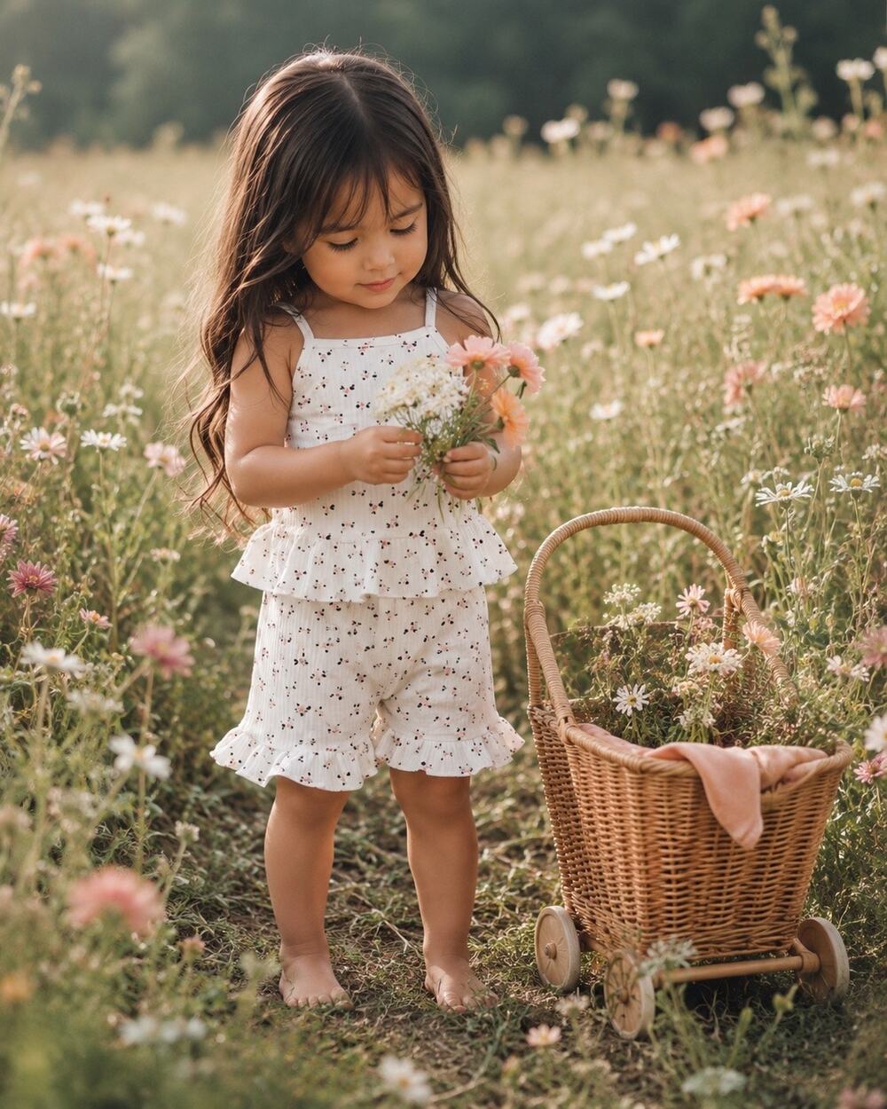 New Darling 2pc Floral Frill Peplum + Shorts Set 3T/4T